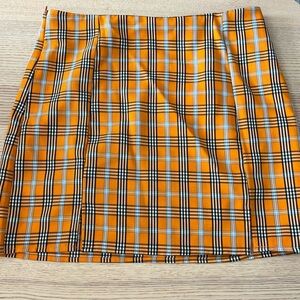 SHEIN Orange Plaid Mini Skirt / Medium / School girl / Clueless Vibe / Y2K